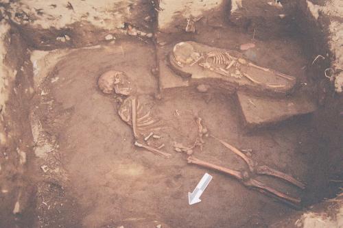 Adult male and child burials at Mound 5
